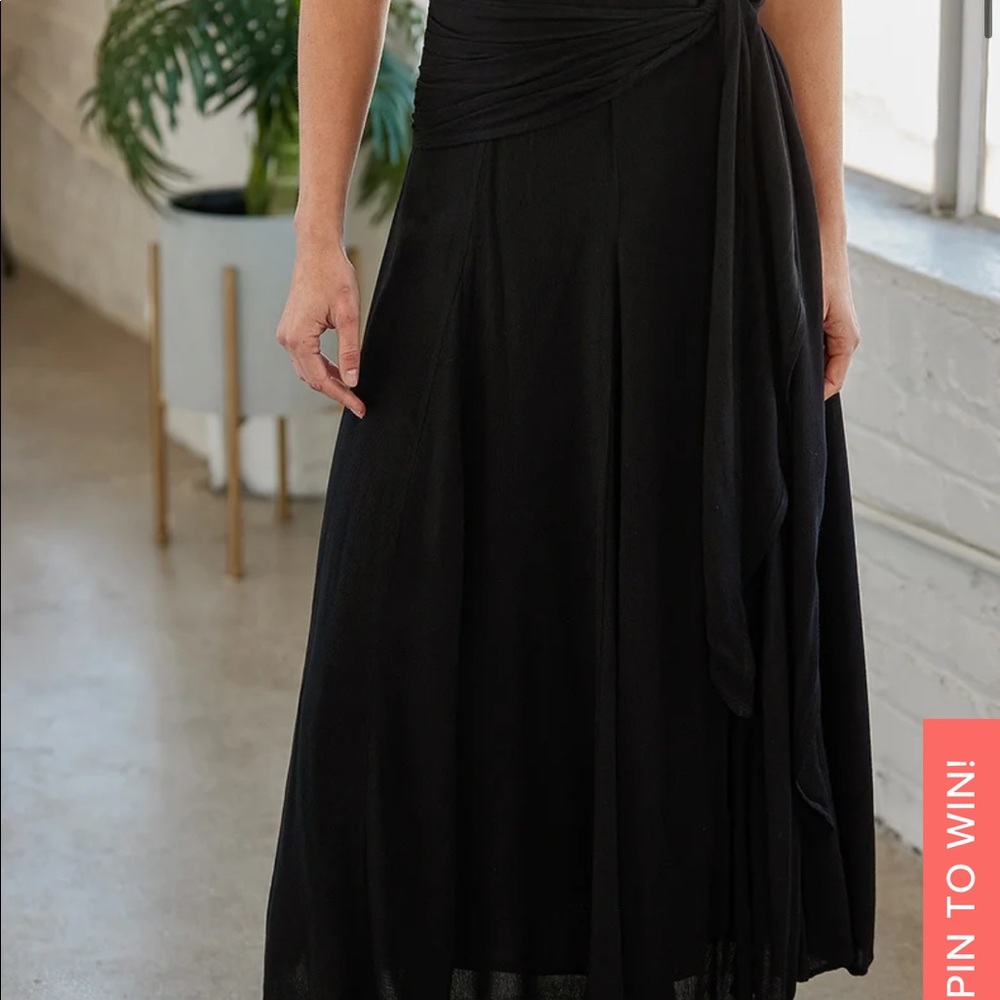 Keep Flowing On black tie front maxi skirt